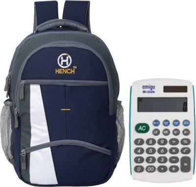 Hench Unisex School Bag/College Backpack & Calculator Combo 38 L Laptop Backpack(Black)