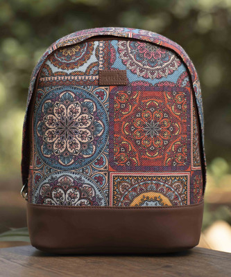 ZOUK Multicolor Mandala Print Dome Daypack 12 L Backpack(Multicolor)