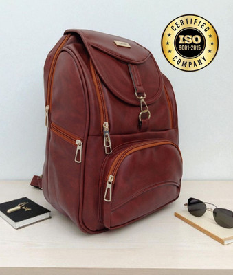 BIBO 18 litter brown leather backpack bag for college girls and working women 18 L Backpack(Brown)