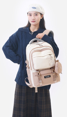 WEIRVI Unisex Fashionable Multi-Functional School & Laptop Backpack Bag (32x16x48 CM) 20 L Backpack(Beige)