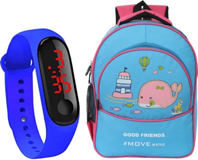 Good Friend Kids 3D Cartoon Backpack - Lightweight, Waterproof Bag & Digital Watch 25 L Backpack(Blue)