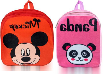 Bluemoon BM-Latch_combo of 2 pink panda, red mickey_1619 12 L Backpack(Multicolor)