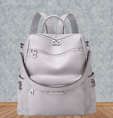 HouseOfCommon Purse for Women Convertible 25L Travel Vintage PU Leather Shoulder Backpack 25 L Backpack(Grey)