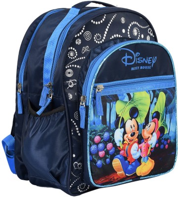 HOMESTIC Polyester Waterproof Disney Mickey & Minnie Mouse Print Backpack|Navy Blue 18 L Backpack(Multicolor)