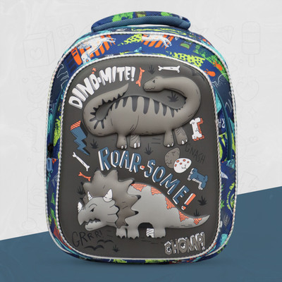 Little Munchkins DINASOUR SCHOOL BAG 3D Bag FOR KID FOR 1ST AND 2ND CLASS COLOR GREY 28 L Backpack(Grey)