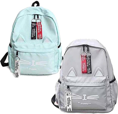 khatushyam collection SKYBLUE & GREY CAT PARA COMBOb 20 L Laptop Backpack(Multicolor, Grey)