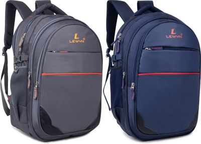 LEWYN Boys & Girls For Office/6th Std. Plus School/Collage/Travelling With Rain Cover 35 L Backpack(Grey, Blue)