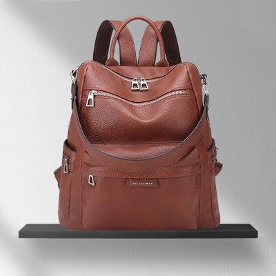 TrueArch Women Convertible Travel Vintage PU Leather Shoulder (Black) 25 L Backpack(Tan)