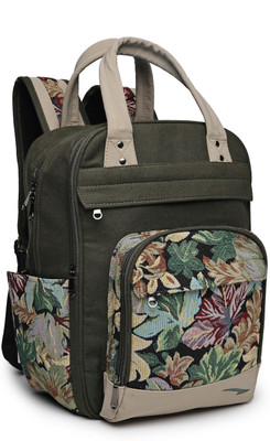 ENSAC BACKPACK-CANVAS-FLORAL 20 L Laptop Backpack(Green)