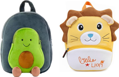UDHNA Avocado And Loin Design Plush Velvet Backpack 12 L Backpack(Multicolor)
