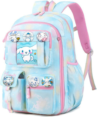 SERPLEX School Backpack for Girls Cute Cartoon Kawaii Bag with Badges and Straps 26.22 L Backpack(Blue)