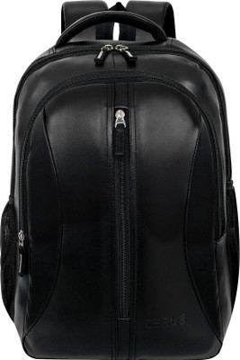 ZERUS Stylish Durable & Functional Black PU Faux Leather 15.6 Inches Laptop Backpack 45 L Laptop Backpack(Black)