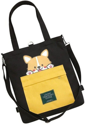 Inovera Tote Bags and Cute Dog Canvas Backpack for Womens With Adjustable Strap(Black) 2 L Backpack(Black)