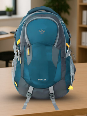 WESLEY Unisex Travel Rucksack hiking laptop bag fits upto 17.3 inch with Raincover and internal organiser backpack Rucksack College bag 45 L Laptop Backpack 45 L Laptop Backpack(Blue, Grey)