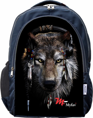 MY FAV Wolf Pritn Digital laptop Backpack For Men & Women 35 L Laptop Backpack(Grey)