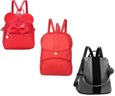 QUASHIMI COLLECTION BP-8-red-2in1+red-psh-lck+gry-cntrst-ptti-pitthu-cmbo 6 L Backpack(Red, Red, Grey)