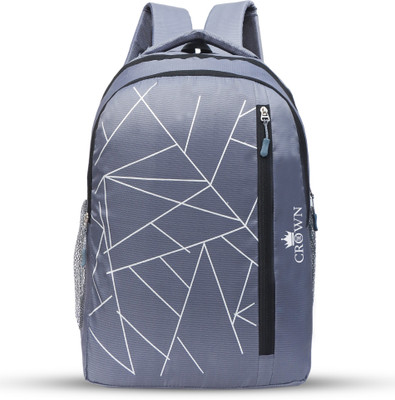 CROWN New Stylish With Large Spacious Spider Design for School & College & Laptop 25 L Backpack(Grey)