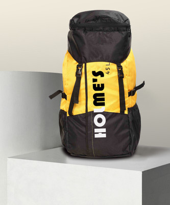 HOLME'S Unisex Travel Rucksack Hiking Laptop Bag Fits Upto 17.3 Inch 45 L Laptop Backpack(Black, Yellow)