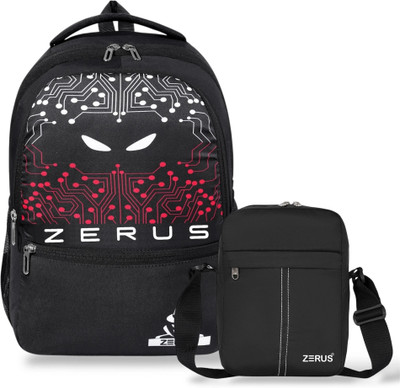 ZERUS Backpack and Sling Bag Combo for Men Boys Travel College School Use 32 L Trolley Laptop Backpack(Black)