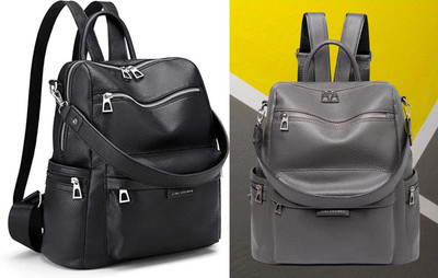 Spinsell Black Leather Backpack 25 L Trolley Laptop Backpack(Black, Grey)
