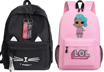 Plama A_BLK__CAT__1 A & LOL-PRINTPINK-1PC_abc 30 L Backpack(Black, Pink)