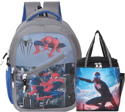 Capitalpoint Superhero Spidermen Schoolbook Bag/Tiffin/Lunch Bag Combo(Age 4 to 8)For Kids 25 L Backpack(Multicolor)