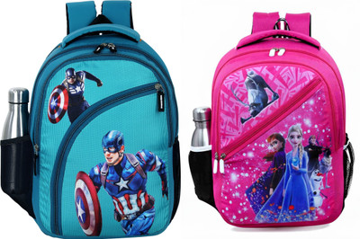 Gloft Super Hero's Digital Printed kids School Backpack Bags for Boys & Girls Waterproof Backpack(Blue, Pink, Blue, 22 L)