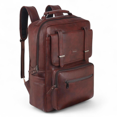 Bcode Laptop Backpack With 15.6Inch Laptop Vegan Leather unisex Laptop Bag 30 L Laptop Backpack(Brown)