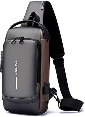 MIRVA Waterproof Crossbody Bag With USB Charging Plot / Chest Shoulder Bag For Men 10 L Backpack(Black)