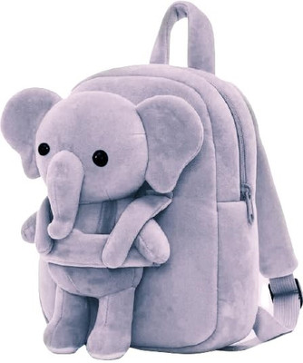 Thewarship Kids Velvet Soft School Bags Full Body Grey Elephant Plush Bag 15 L Backpack(Grey)