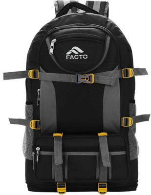 facto 60 Litres Curve Water Resistant Rucksack For Hiking Trekking And Travel - Unisex 70 L Backpack(Black, Grey)