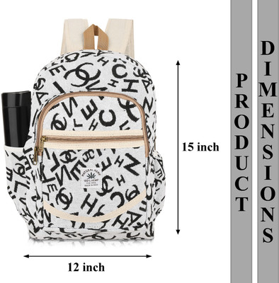Mahaveer Collection Pack of 1 office and school backpack Alphabet printed 15 L Backpack(White, Black)