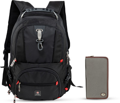 SWISS MILITARY LUXARY Laptop Backpack 31L with File Compartment & READYGO Travel Wallet 31 L Laptop Backpack(Black)