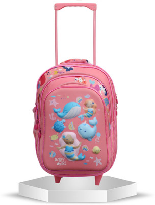 Baby Girl Mermaid Bag Kids School | GIRL School Kids Trolley Bag Waterproof |Mermaid Cell 35 L Trolley Backpack(Pink)