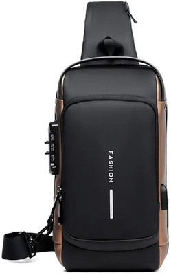 SVULINT Cross Waterproof Cross body with USB Charging Port 6 L Backpack(Black)