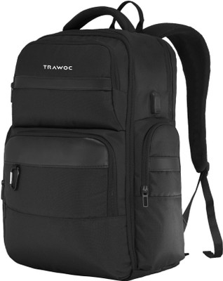 TRAWOC TPB03 Unisex Bag with Suitcase-Style Opening & USB Port for Travel and Office 30 L Laptop Backpack(Black)