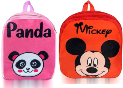 Aveek BM-Latch_combo of 2 pink panda, red mickey_1619 12 L Backpack(Multicolor)