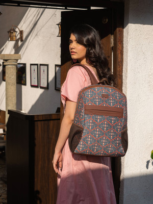 ZOUK Sheesh Mahal Jaali Motif Classic Backpack 16 L Laptop Backpack(Blue)