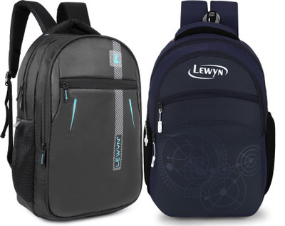 LEWYN Premium Quality Collage/Office Casual Bag Waterproof With Rain Cover 40 L Laptop Backpack(Black, Blue)