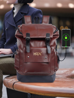 HRX by Hrithik Roshan Leather Anti Theft Casual witH USB PORT 35 L Laptop Backpack(Brown)