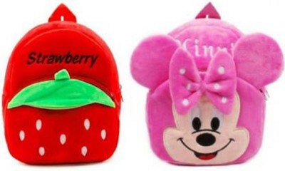 A Little Swag Strawberry And Minnie Bag Soft Material School Bag For Kids Plush Backpack 11 L Backpack(Multicolor, Multicolor, Multicolor)