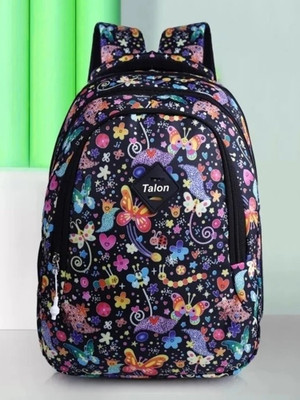 Talon Fancy Printed Design School Tuition College Bag For Boys & Girls 30 L Backpack(Black, Purple)