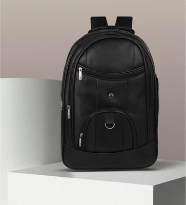 FLY BOYZ Vegan Leather Laptop Backpack for Men & Women | Stylish Office & Travel Bag 30 L Laptop Backpack(Black)
