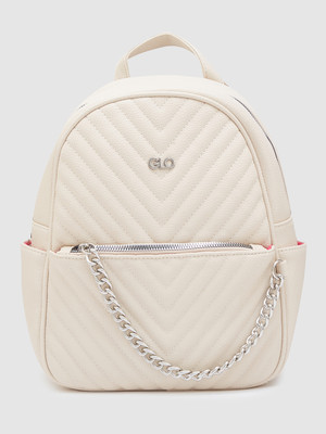 GLO by Globus Women Ivory Textured Smart Casual Backpack 7 L Backpack(White)