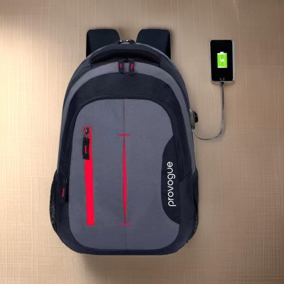 PROVOGUE laptop backpack unisex with usb charging port.water Resistant(Black) 36 L Backpack(Black)