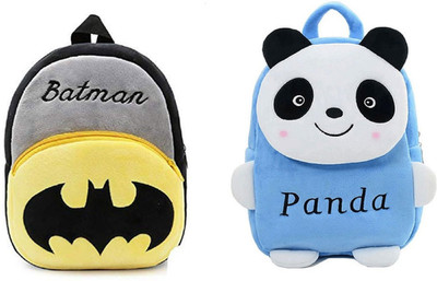 7Eleven Enterprise Soft Toy Bag Batman & Panda Plush Bag For Cute Kids 2-5 Years Plush Bag 11 L Backpack(Multicolor)