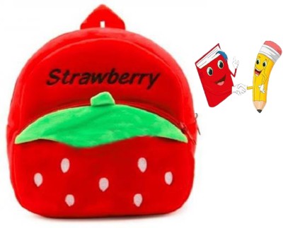 7Eleven Enterprise Strawberry Bag Soft Material School Bag For Kids Plush Backpack Cartoon Toy 12 L Backpack(Red)