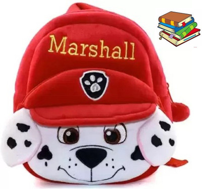 AMANVANI Kids School Marshal Fabric Cartoons Soft Plush Bag For Age 3-5 Year Kids Plush 10 L Backpack(Red)