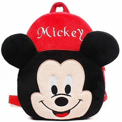 Aveek Kid's School Backpack Fabric Micky Cartoons Soft Toy Bag Backpack Plush Bag 10 L Backpack(Red)