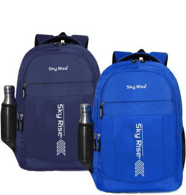 SKY RISE Pack of 2 Durable Laptop & Study Backpacks with Bottle Holder 35 L Backpack(Blue)